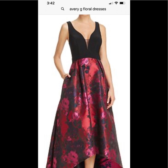 avery g floral ball gown
